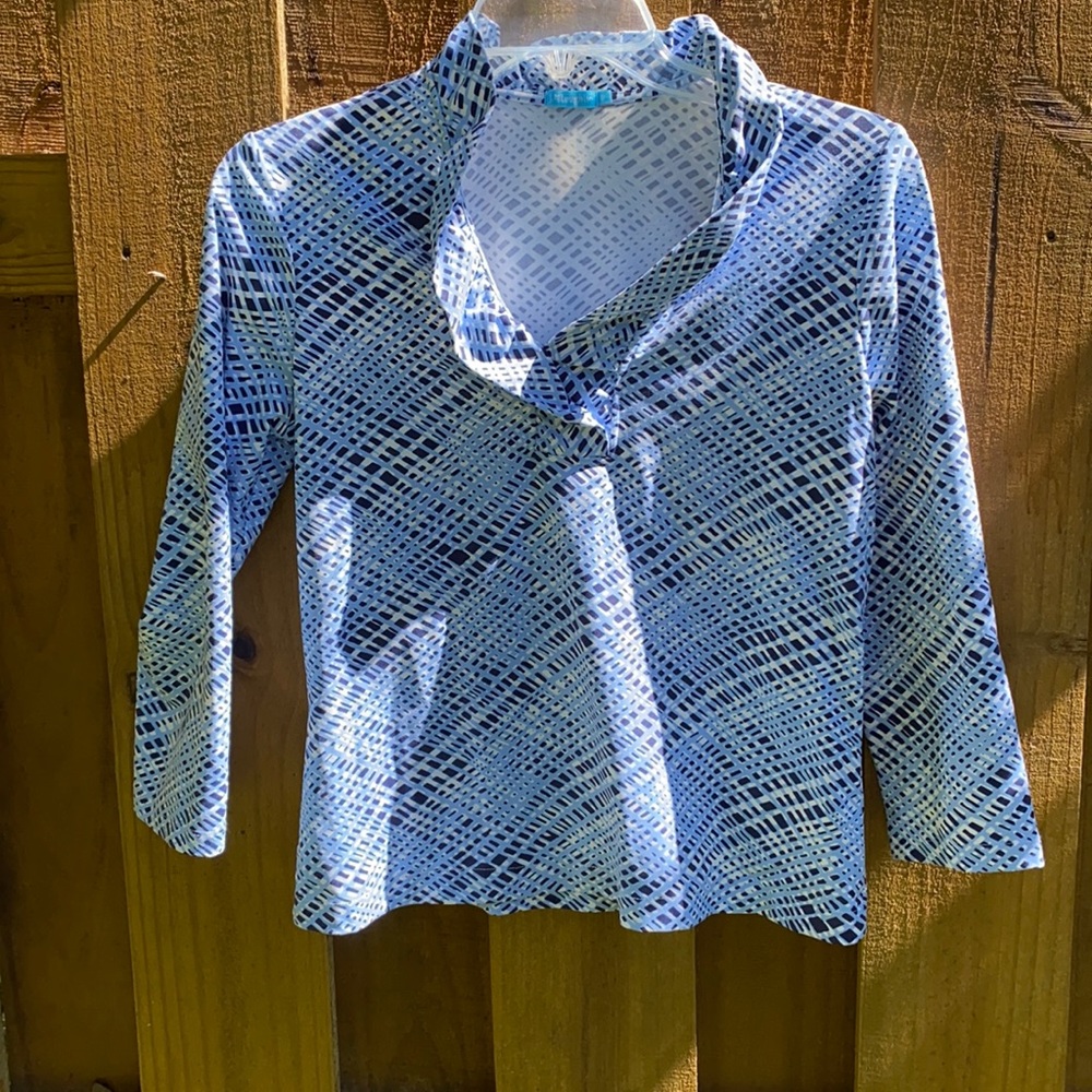 J McLaughlin blue stretch top small